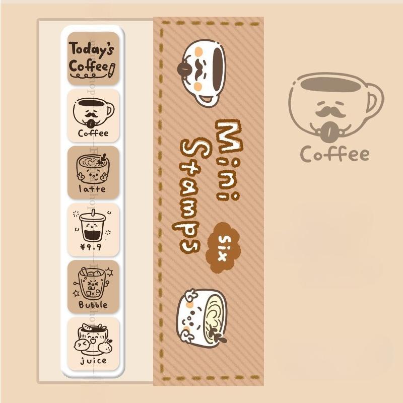 Six-link Seal Weather Daily Events Cute Coffee Easy Carry DIY Handbook Greeting Card Envelope Decoration Gift Packaging Design