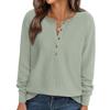 TIFICY Women's Fashion Casual Spring Autumn Solid Color Print Long Sleeve V-Neck Blouses & Shirts