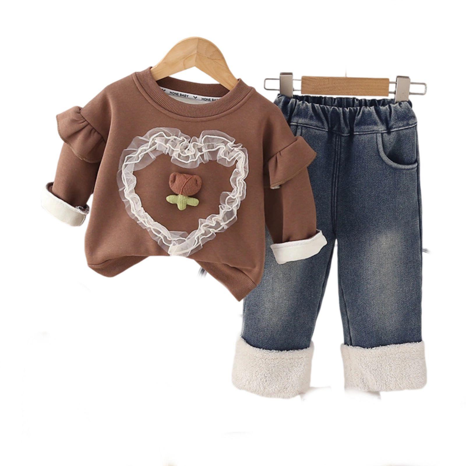 

Детский повседневный комплект с длинным рукавом, удобные наряды для повседневной носки 120 кофейный