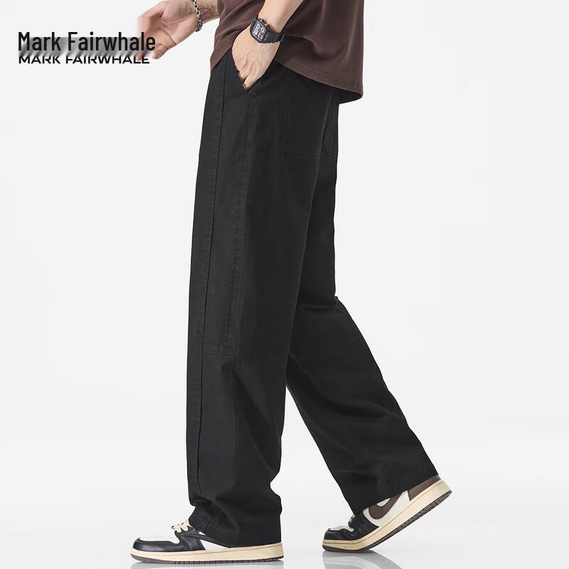 Mark Fairwhale Men's Cotton Drawstring Straight Wide Leg Casual Pants