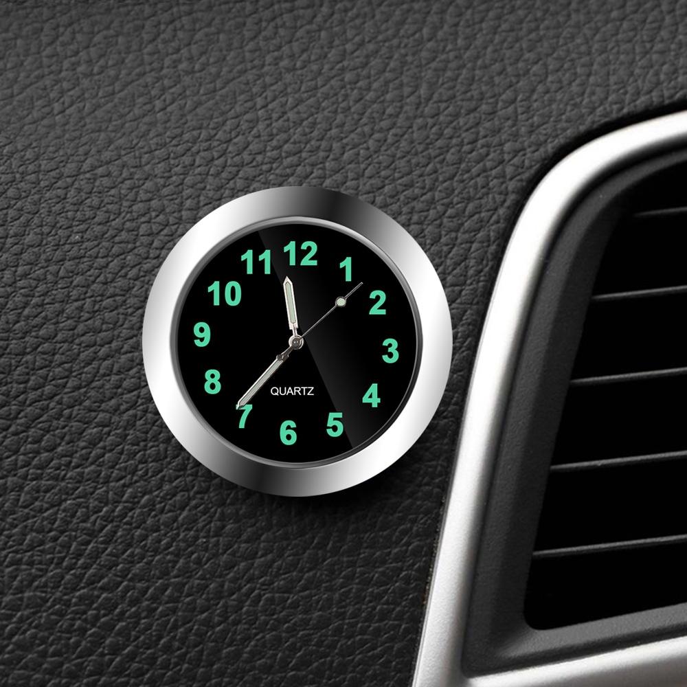 

Mini Car Clock Luminous Automobiles Internal Stick-On Mechanics Quartz Clocks Auto Car Accessories серебряный