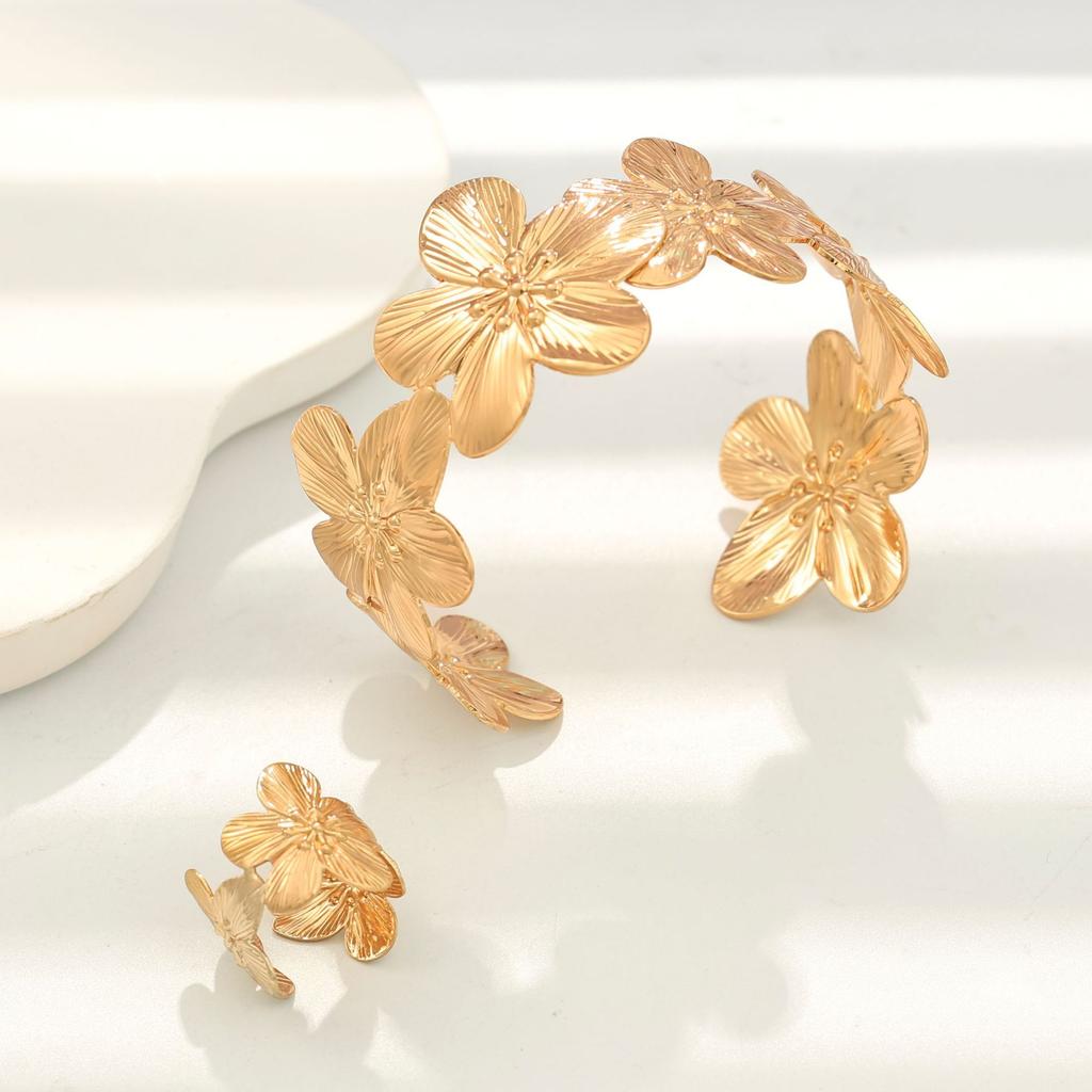 Flower bracelet ring set personalized design hand jewelry