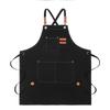 Waterproof Thickened Cotton Denim Apron - Oil and Stain Resistant, Solid Color Design for Household Kitchen Use
