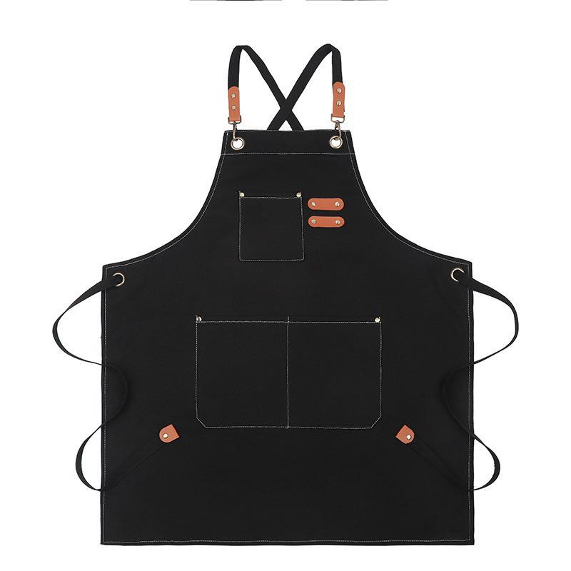 Waterproof Thickened Cotton Denim Apron - Oil and Stain Resistant, Solid Color Design for Household Kitchen Use