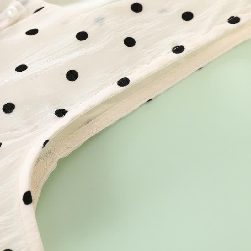 Montagut Kids Girls' French Square Neck Polka Dot Vest Dress