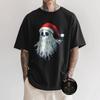 Spooky Santa Christmas Ghost With A Hat In Dark Style T-Shirt
