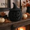 Binnen Oogst Seizoensdecoratie Nep Rotan Halloween Pompoen Beeldje, Zwart Hars Beeld met Heks Veelzijdig Entree Ornament Hoed, Rustiek