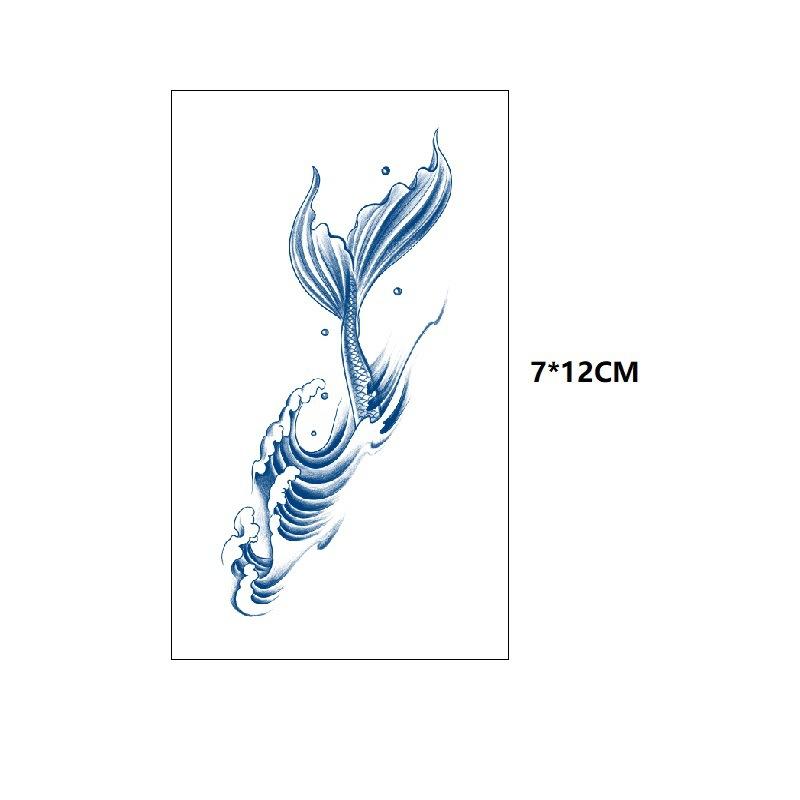 Model mic Fluture Val de mare Coada de pește Cealaltă parte Floare Suc proaspăt Mic Simulare pe bază de plante Cufăr Transfer de apă Autocolant tatuaj