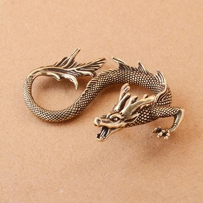 Chinese Beast Dragon Statue Bronze Figurine Ornaments Antique Copper Mythical Animal Miniature Home Decoration Crafts Collection