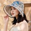 Korean Adjustable Flower Empty Bucket Cap Breathable Polyester Anti-Sun Fisherman Hat Mesh Leaf Large Brim Sun Hat Outdoor