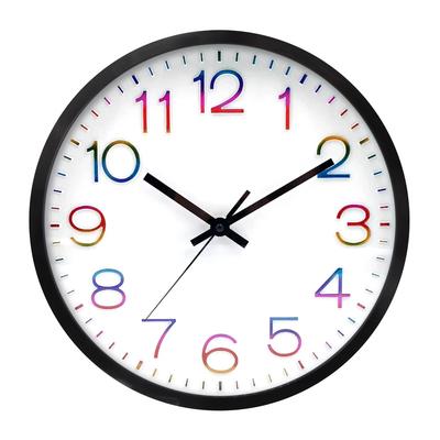 12 Inch Modern Wall Clock Colorful Numbers Easy To Read Home Office Decorative Accurate Timekeeping Simple Design Easy