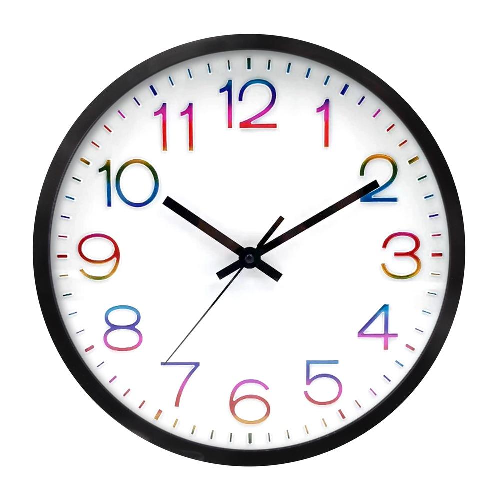 

12 Inch Modern Wall Clock Colorful Numbers Easy to Read Home Office Decorative Accurate Timekeeping Simple Design Easy United States