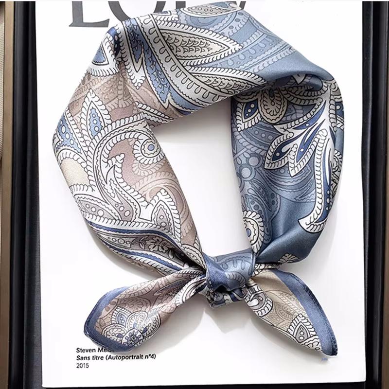 Women 70*70cm Square Silk Scarf/scarves Luxury Wrap  Hair Tie Band Bag Warp Soft Neckerchief Hijab Headscarf Female Foulard