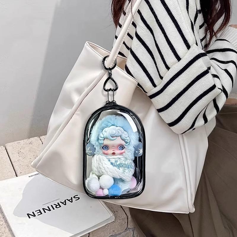 1 Piece Pvc Storage Bag For Crybaby Dustproof Walk Bag Protect Case For Skull Panda Labubu V2 15Cm Cotton Doll Pain Bag Keychain