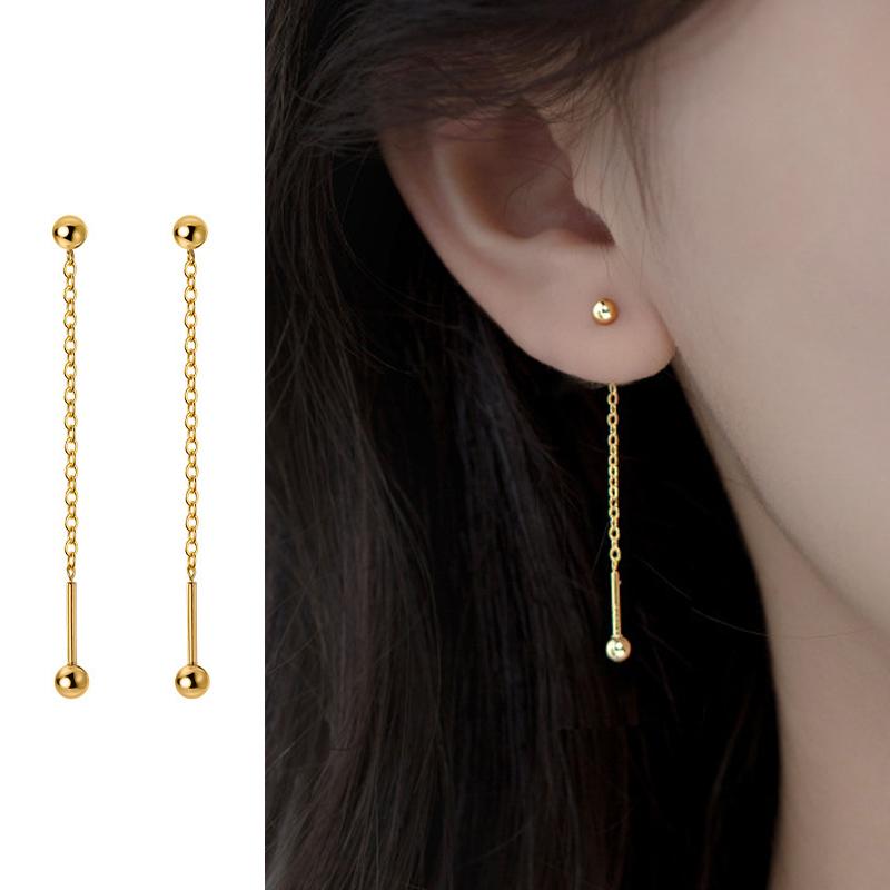La Monada Tassel Women Drop Silver Earrings 925 Sterling Silver Fine Jewelry for Women Dangle Hanging Ball Earrings Chain