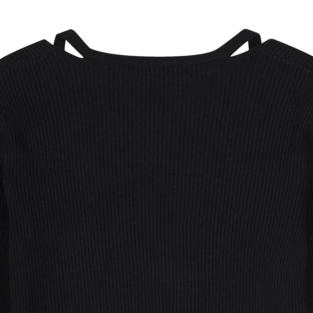 LAP Square Neck Slit Slim Knit Ar3Kh862