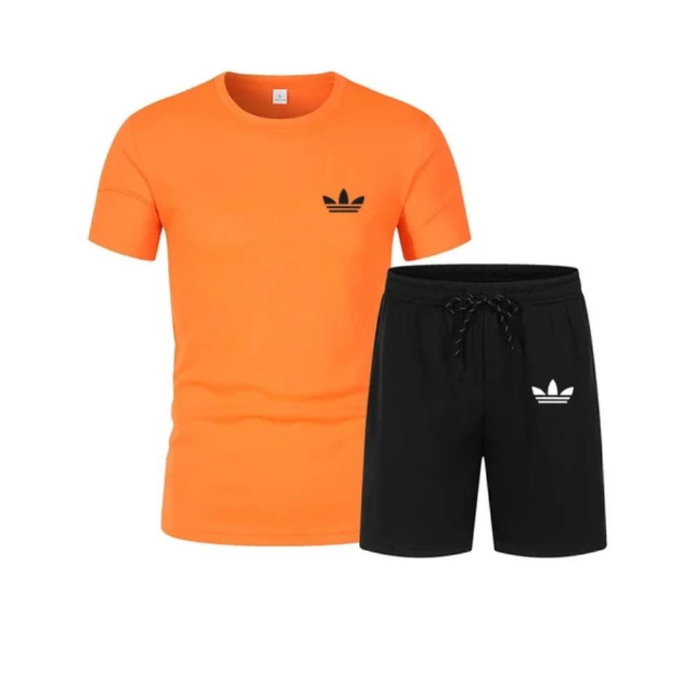 Completo sportivo estivo da uomo, due pezzi, sportivo, fitness, corsa, casual, ad asciugatura rapida, a maniche corte, pantaloncini, set per uomo 4XL