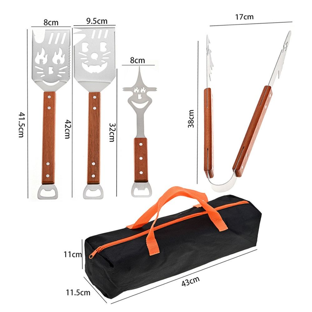 Cat Pattern BBQ Spatula Set Creative Grill Clamp Food Flipping Barbecue Shovel Fork  Barbecue Tool