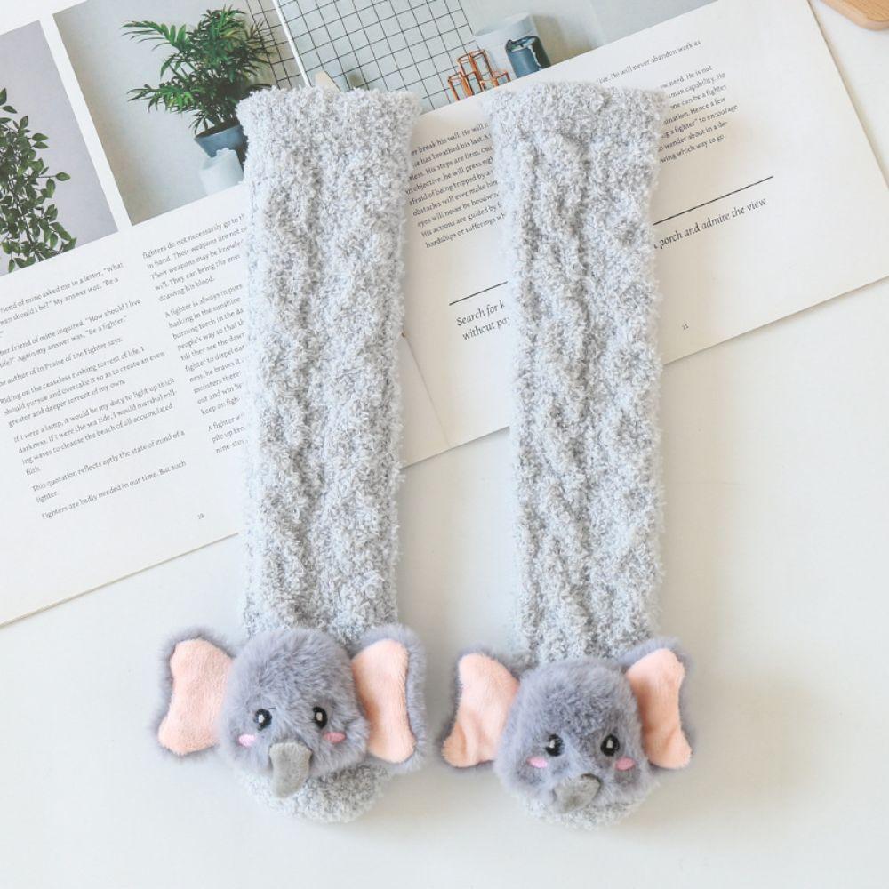 Soft Newborn Knee High Socks Fuzzy Infant Winter Stockings Coral Fleece Socks 0-3 Years Old