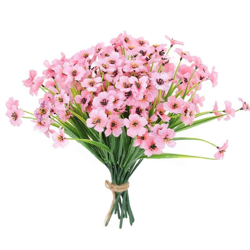 10 Bündel künstliche Blumen für den Außenbereich, UV-beständig, Kunstblumen, kein Verblassen, künstliche Kunststoff-Grünsträucher, Pflanzen für Küche, Zuhause, Hochzeit, Gartendekoration