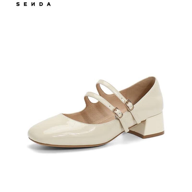 SENDA Retro Mary Jane Women s Casual Chunky Heel Flats 39