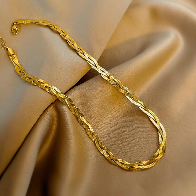 Trendy Double-Layer Snake & Blade Chain Necklace for Women