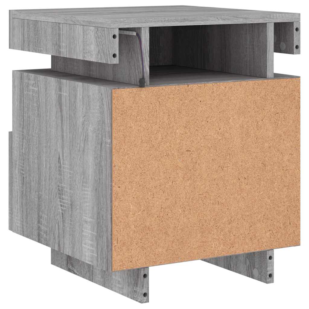 Nightstand with LED Lights Grey Sonoma 40 x 39 x 48.5 cm