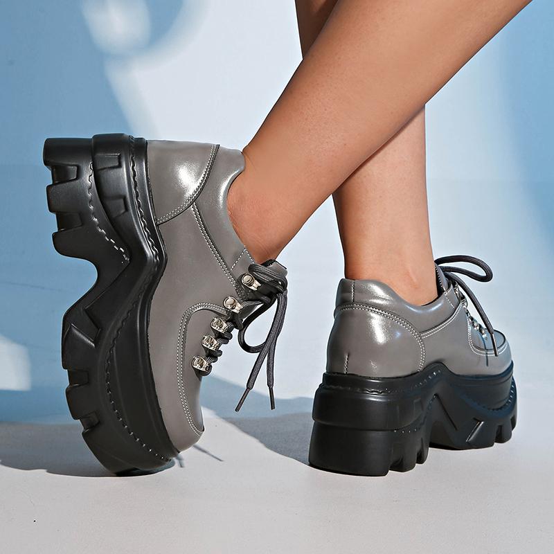 Fashion Fashion Black Chunky Sneakers for Women 2025 Autumn Platform Sports Shoes Woman Gothic Punk Style Thick Sole Sneakers Plus Size