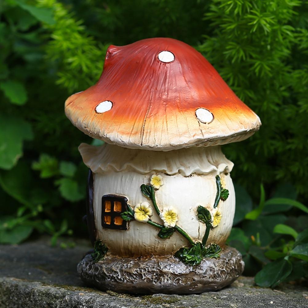 13cm Harz Pilzhaus Gartenornament Dekoration