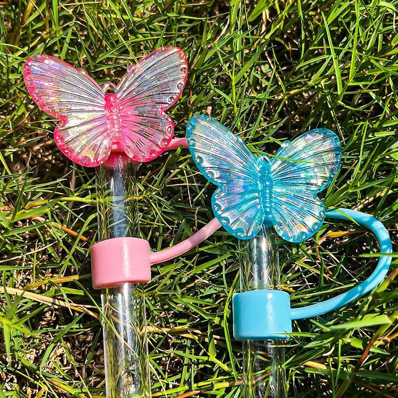 4/9Pcs Butterfly Straw Cover Cap Spill Stopper For Water Cup Silicone Heat-Resistant Dust Proof Straw Plug Cap Straw Accessory
