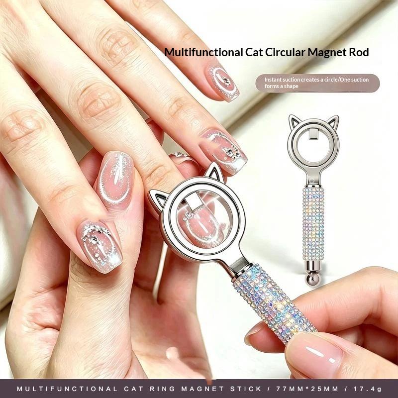 Magnetyczny Pierścień do Paznokci Cat Eye Magnetyczne Narzędzie Przyssawka Pusta Cat Eye Wzory Paznokci Cat Eye Z Kulkowym Magnesem