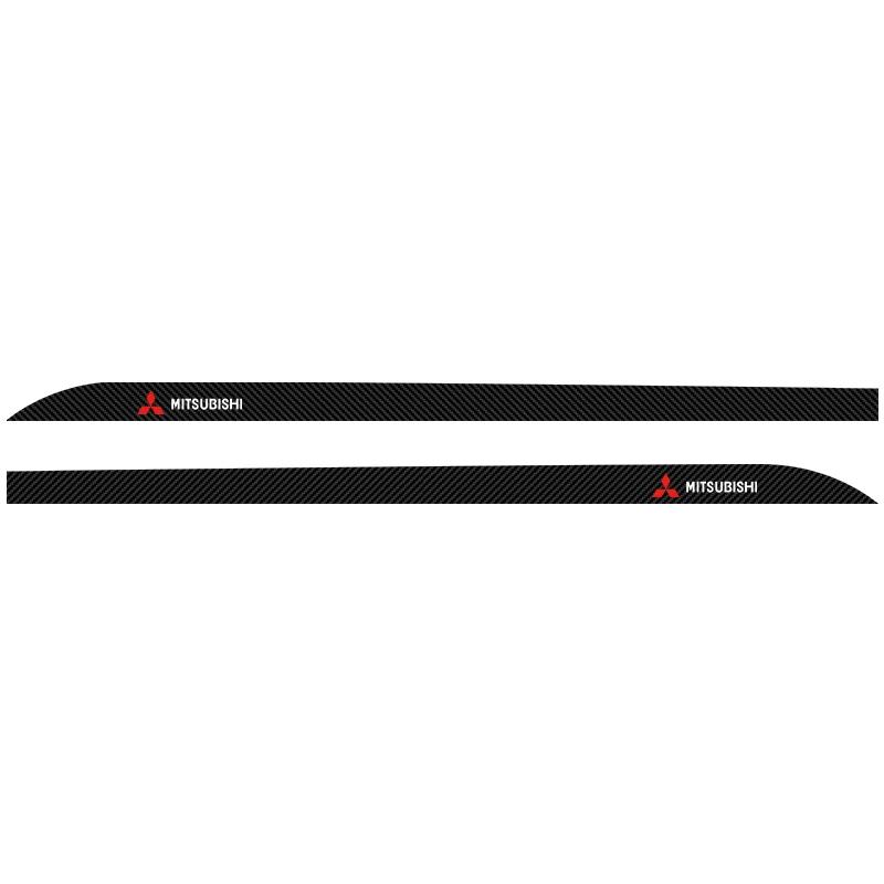 2pcs Car Side Skirt Sill Carbon Fibre Body Protection Sticker Emblem For Mitsubishi Lancer ASX Mirage Pajero Sport Xpander