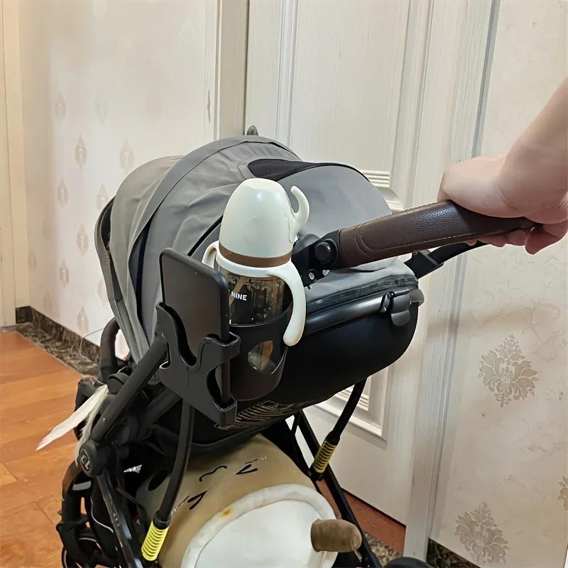 1pc Universal Stroller Cup Holder with Mobile Phone Stand, Multifunctional Heart-shaped Drinks and Water Bottle Holder