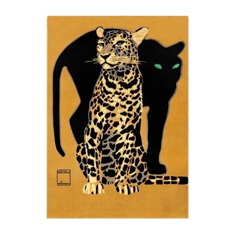 Fashion Leopard Animal Living Room Carpet Retro Art Bedroom Bedside Kitchen Mat Home Coffee Tables Large Area Rug Decoration