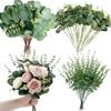 100 Pcs 3 Kinds Mixed Artificial Silver Dollar Eucalyptus Leaves Picks, Faux Eucalyptus Stems Sprays for DIY Bouquets Floral Arrangement Wedding Home