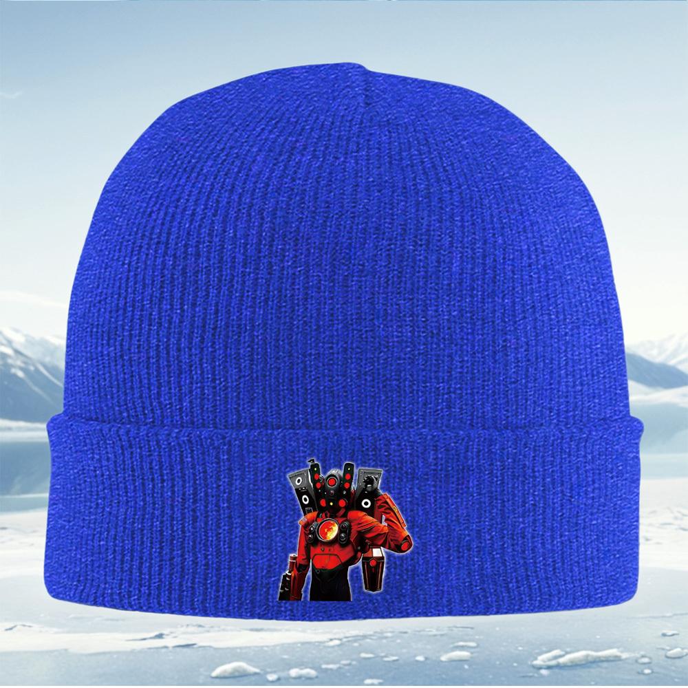 Redclad robotic figure holding lantern Men Women Unisex Knitted Hat Beanie Pullover Cap Winter Thermal Warm Christmas Outdoor C