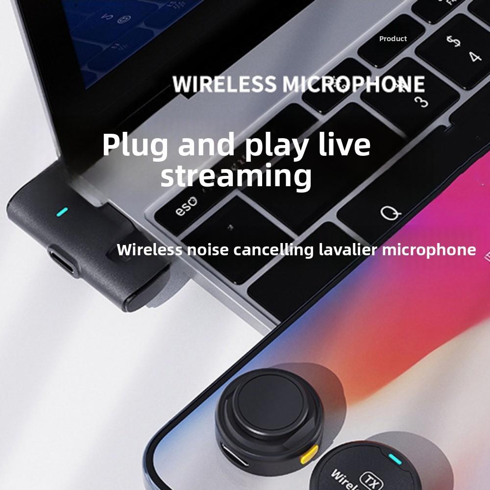 2 in 1 Lavalier Lapel Microphone Button MIC Wireless Lavalier Mic  Smartphone/Laptop/Tablet