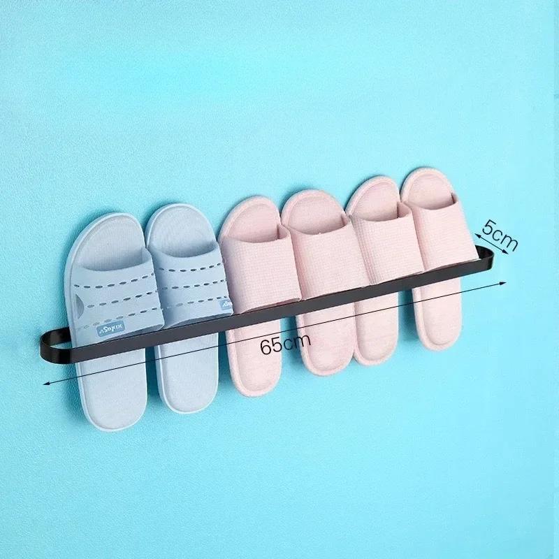 1pc High-class Aluminum Slipper Rack Wall Mount Bathroom Bedroom Shoe Hanging Holder Toilet Wall Door Towel Storage Shelf