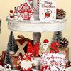 11pcs Santa Tiered Tray Decor Wooden Signs Festival Party Desktop Centerpieces Decor Home Decoration