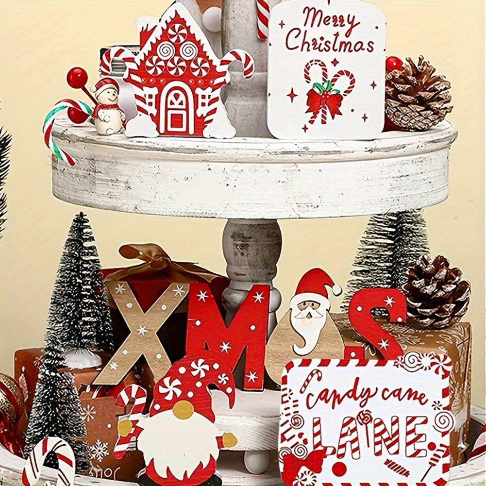 

11pcs Santa Tiered Tray Decor Wooden Signs Festival Party Desktop Centerpieces Decor Home Decoration China Mainland