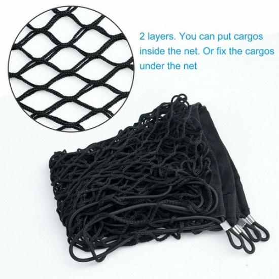 Car Auto Rear Trunk Double Layer Net Mesh Elastic Storage Bag Luggage Organizer