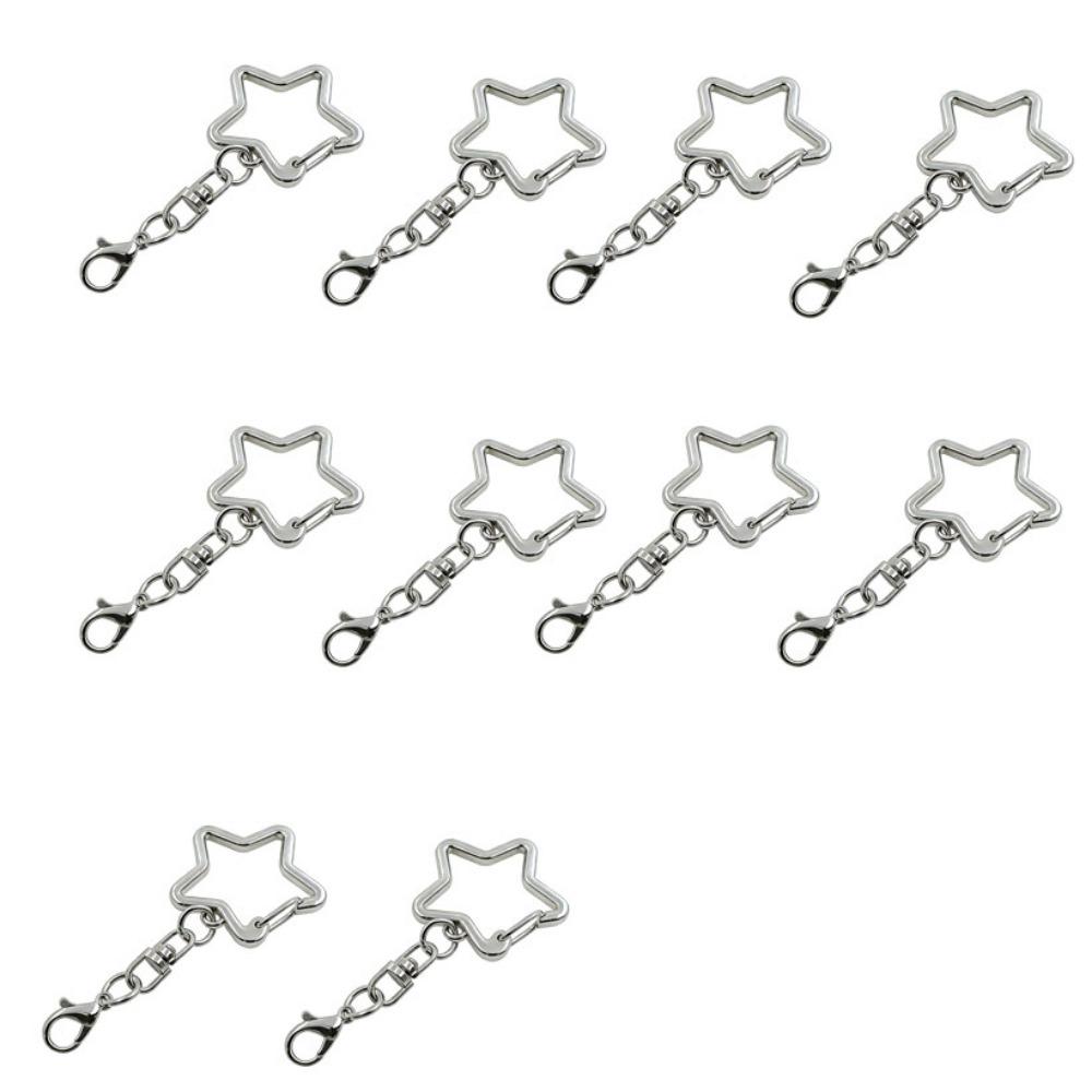 10Pcs 360 Rotate Keyring Pendant Star Heart Keychain DIY Accessories  Doll Hanging