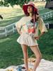Women's Crew Neck Short Sleeve Tee Loose Fit Casual Strawberry Letter Print Cotton Oversized Basic Top