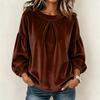Women's Casual Velvet Sleeve Round Neck Top