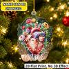2D Flat Custom Name Irregular Acrylic Ornament,Floral Wrapped Heart Artwork Xmas Tree Hanging Pendant Holiday Gift