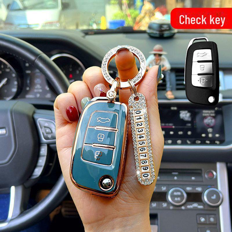 

Чехол для ключа Geely: Совместим с Binyue, Dihao GS, Binrui, ICON, Yuexing, Ruibo, Yueyuanjing — высококачественный круглый дизайн shell + round diamond buckle + number plate китайский красный