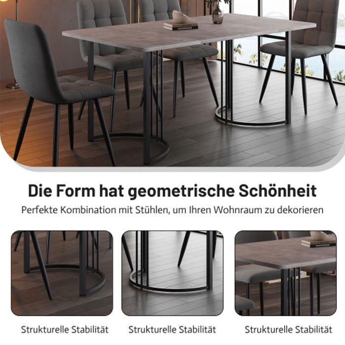 Table De Salle À Manger 140 X 80 Cm (1-St) Avec Pieds Réglables Pour Salle À Manger Salon, Gris