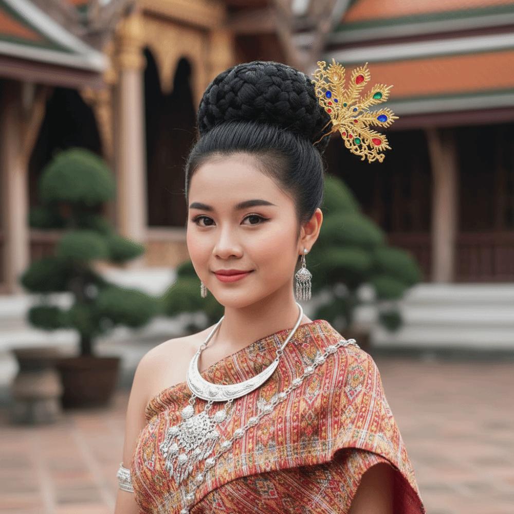 Gold Thai Metal Leaves Hairpin Silver Colorful Rhinestone U-shaped Hair Fork New Chinese Style Headdress