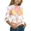 Kids' Casual Round Neck Printed 3/4 Sleeve Top, Back to School