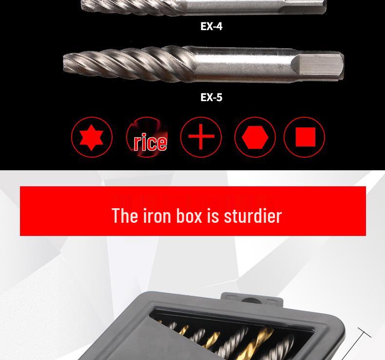 10-Piece Screw Extractor Set with Iron Box and Imperial Drill Bits